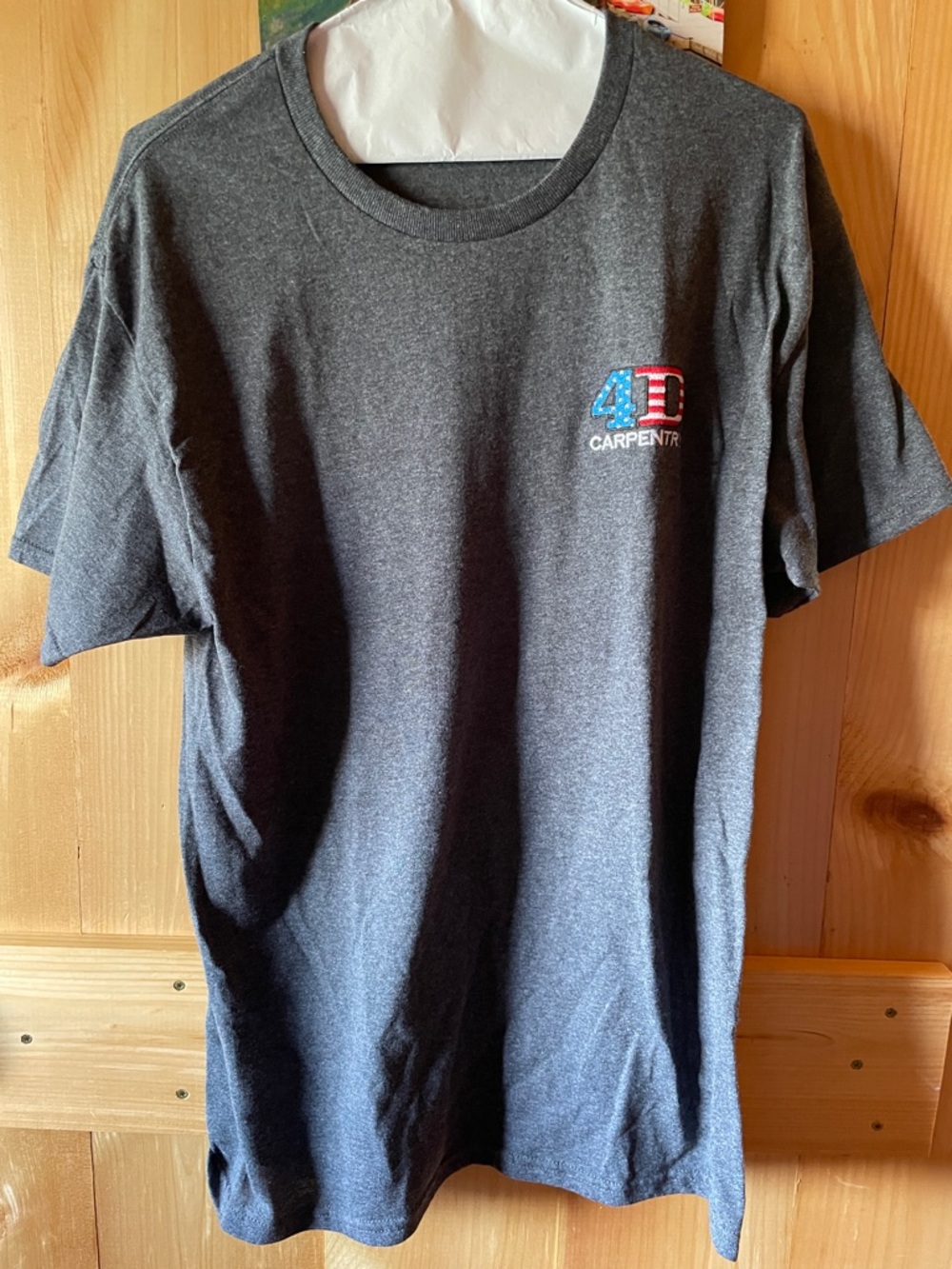 Jerzees Dark Gray Short Sleeve Tee with Small American Flag Logo